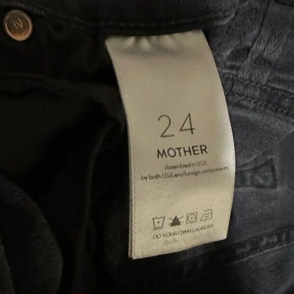 Mother Jean Size 24‎ Black Insider Crop Step Fray Guilty Racer Stripe Bootcut - Picture 11 of 13